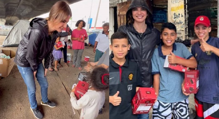 Luciana Gimenez faz doação de ovos de Páscoa a crianças carentes; vídeo