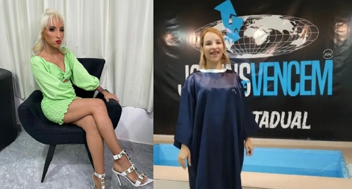 Ex-Arlequina de Manaus larga prostituição e se batiza em igreja evangélica