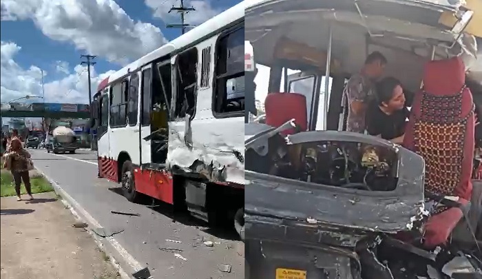 VÍDEOS micro-ônibus perde a direção e invade contramão na Torquato