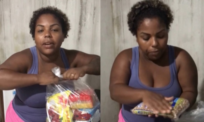 ‘Farinha péssima’, diz mulher que viralizou ao criticar itens da cesta básica recebida pelo CRAS