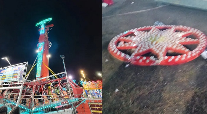VÍDEO Peça de brinquedo 'kamikase' despenca e deixa feridos em parque de diversões