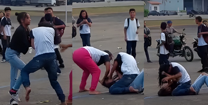 Alunas apaixonadas decidem quem vai ficar com o boy na base da porrada, no AM