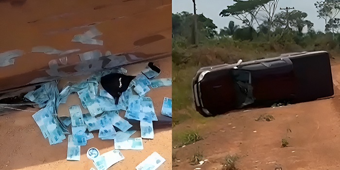 Dupla sequestra funcionário de drogaria, leva carro e na fuga capota e larga dinheiro