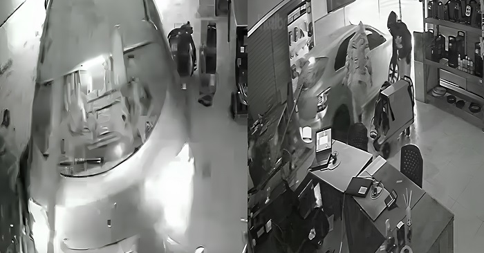 Trio invade loja com carro, furta fios e cabos e deixa prejuízo de R$ 150 mil no Alvorada