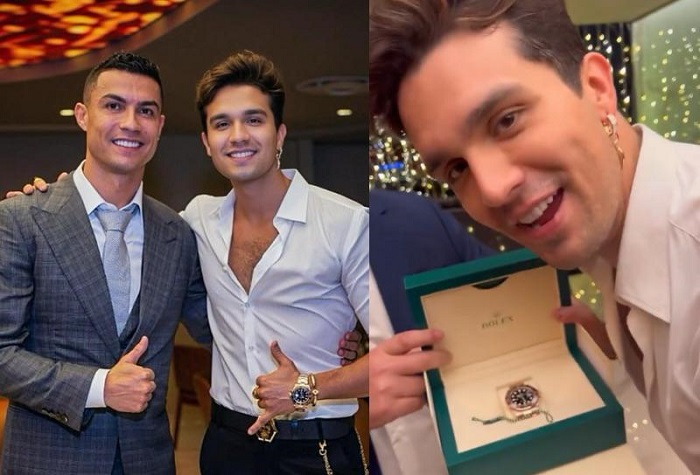 Cristiano Ronaldo presenteia Luan Santana com relógio de luxo avaliado em mais de R$ 400 mil